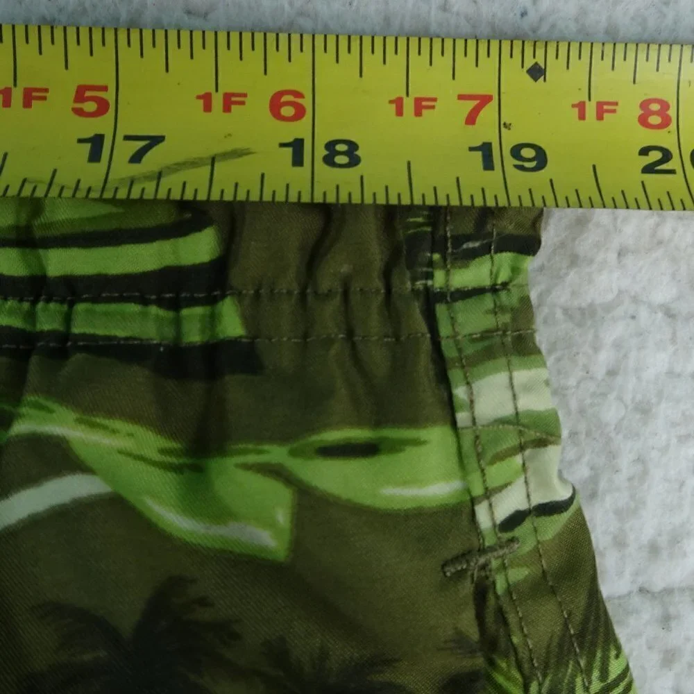 Sand N Sun Swimwear Trunks Green Tropical Large